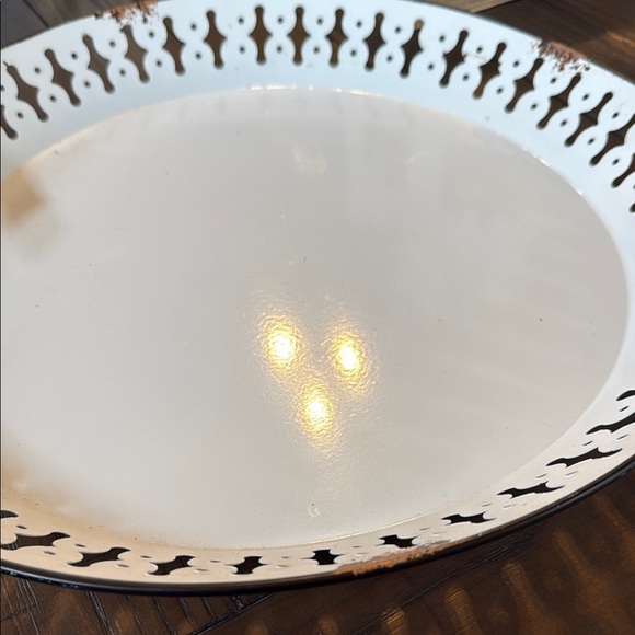 White Decorative Metal Tray Becker Vineyard Fredericksburg Texas Round Tray - Picture 6 of 7